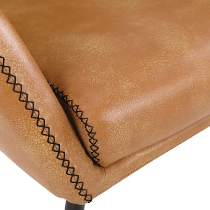 Sand Faux Leather Scoop Accent Chair
