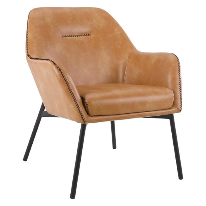 Sand Faux Leather Scoop Accent Chair