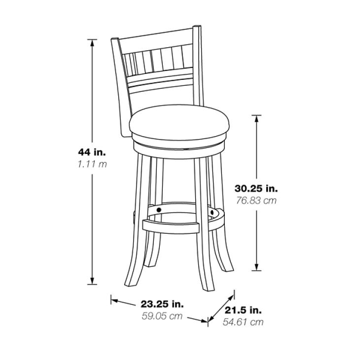 Gray Slatted Back Upholstered Swivel Bar Stool