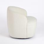 Small Round Cream Boucle Swivel Accent Chair