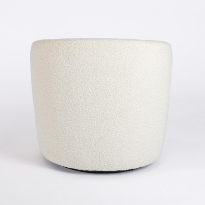 Small Round Cream Boucle Swivel Accent Chair