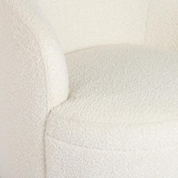 Small Round Cream Boucle Swivel Accent Chair