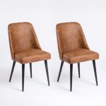 Brown Wyatt Faux Leather Dining Chairs, Set of 2