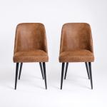 Brown Wyatt Faux Leather Dining Chairs, Set of 2