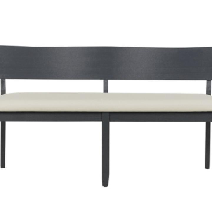 Black Wood Cream Upholstered Bench