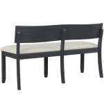Black Wood Cream Upholstered Bench