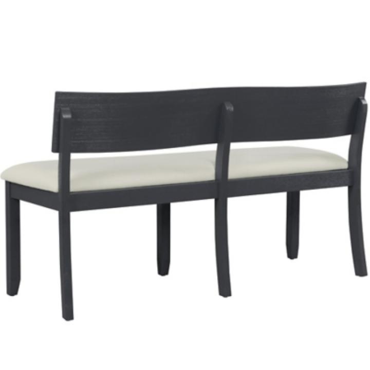 Black Wood Cream Upholstered Bench