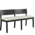 Black Wood Cream Upholstered Bench