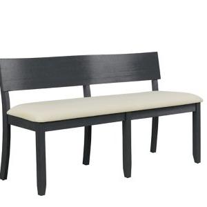 Black Wood Cream Upholstered Bench