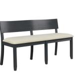 Black Wood Cream Upholstered Bench