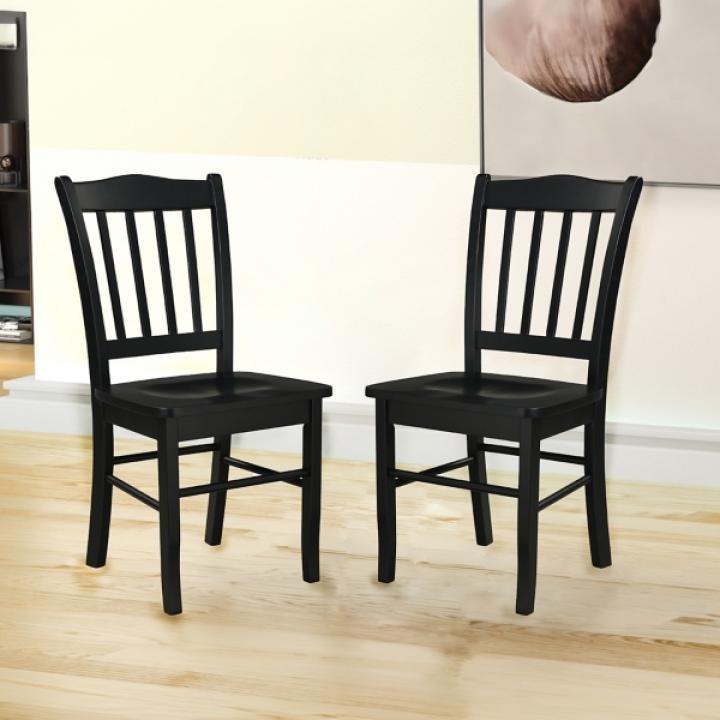 Black Shaker Wood Dining Chairs, Set of 2