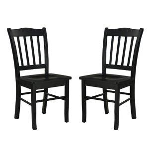Black Shaker Wood Dining Chairs, Set of 2