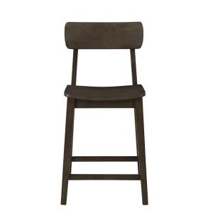 Dark Brown Wood Open Back Counter Stool