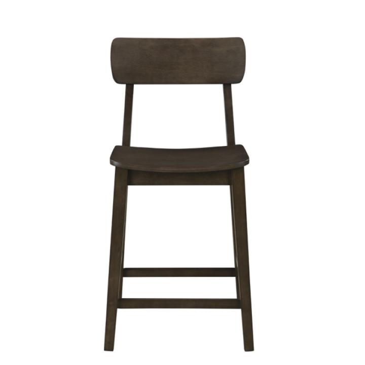 Dark Brown Wood Open Back Counter Stool