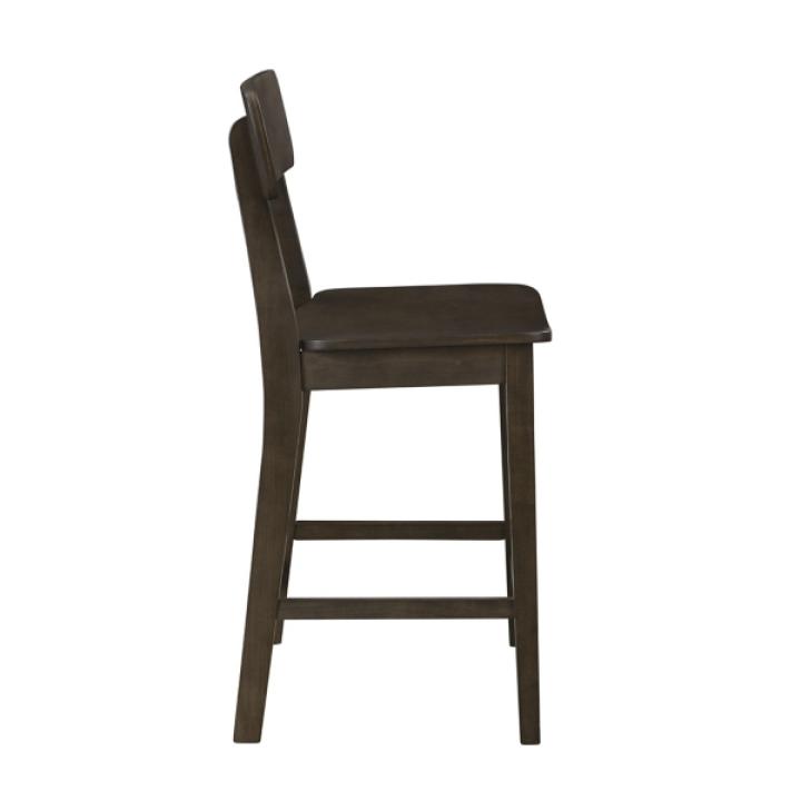 Dark Brown Wood Open Back Counter Stool