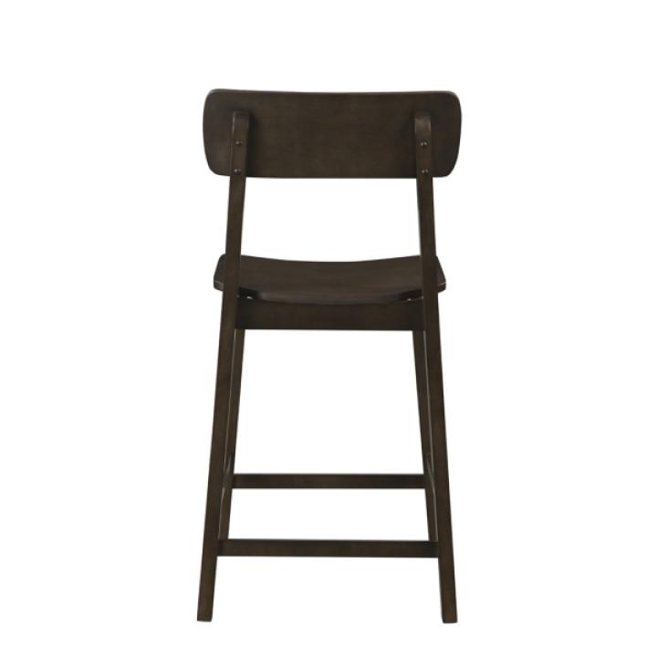 Dark Brown Wood Open Back Counter Stool