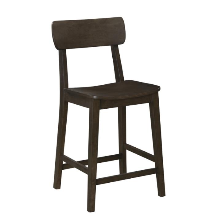 Dark Brown Wood Open Back Counter Stool