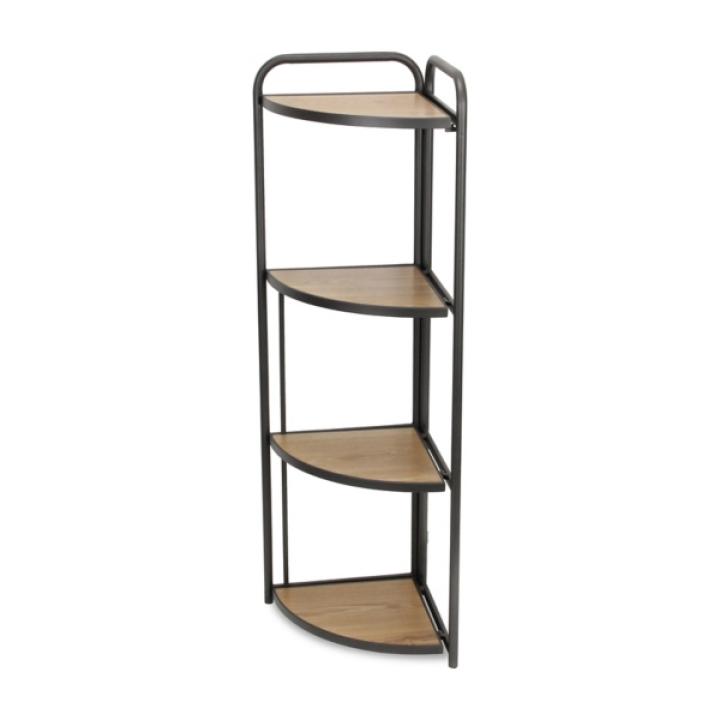 Black 4-Tier Foldable Corner Shelf