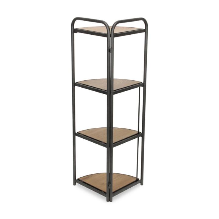 Black 4-Tier Foldable Corner Shelf
