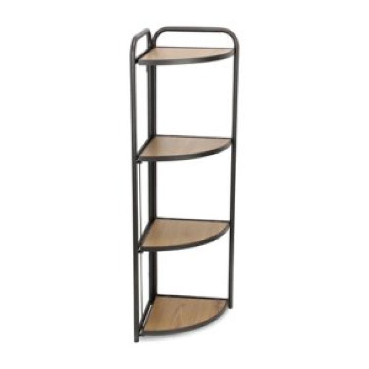 Black 4-Tier Foldable Corner Shelf