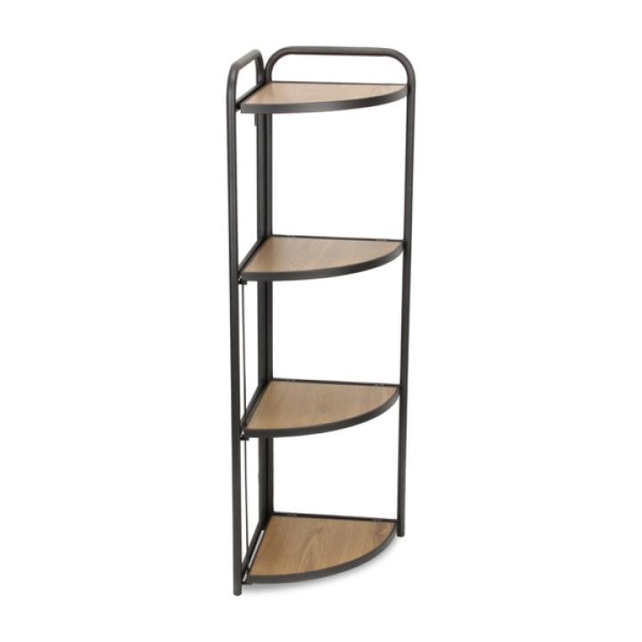 Black 4-Tier Foldable Corner Shelf