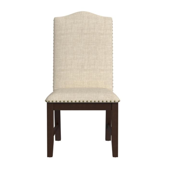 Beige Scalloped Dining Chairs, Set of 2