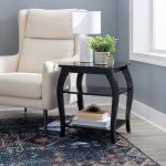 Black Prismatic Wood Accent Table