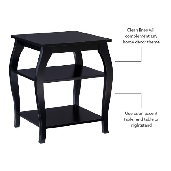 Black Prismatic Wood Accent Table