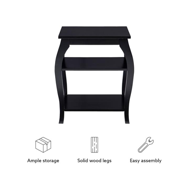 Black Prismatic Wood Accent Table