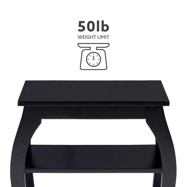 Black Prismatic Wood Accent Table
