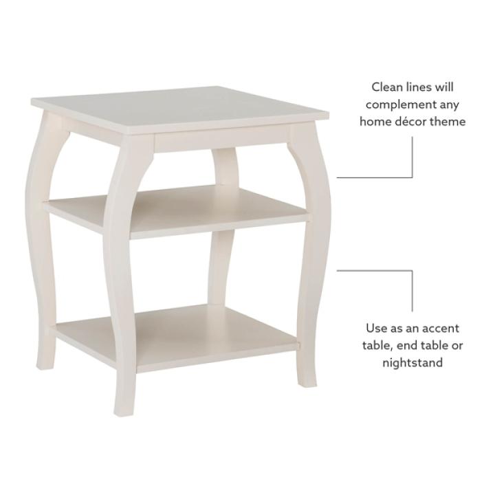 White Prismatic Wood Accent Table
