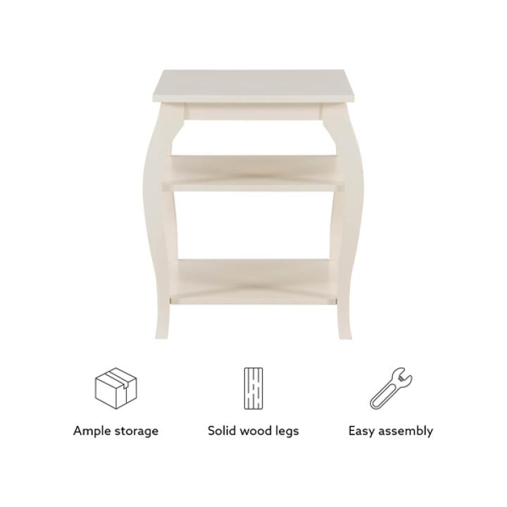 White Prismatic Wood Accent Table
