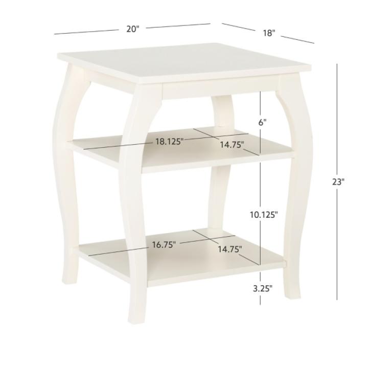 White Prismatic Wood Accent Table