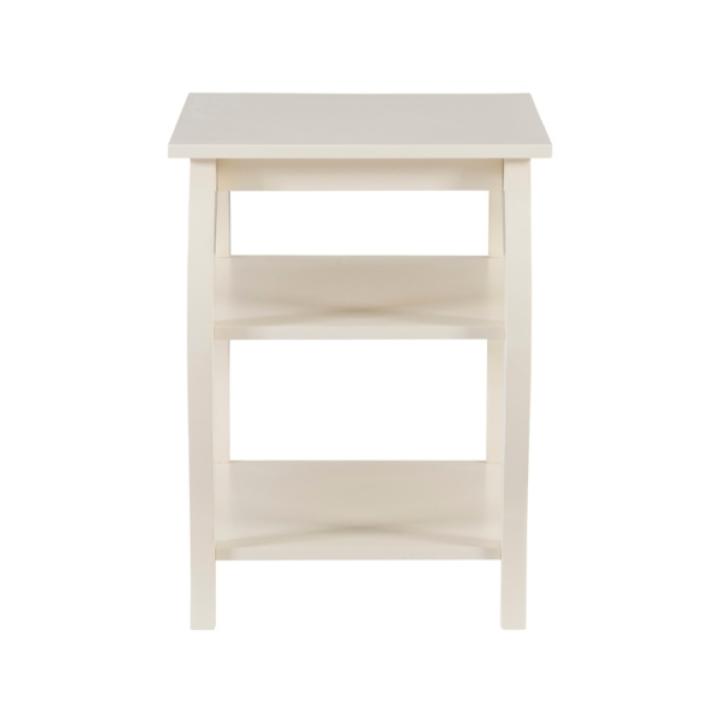 White Prismatic Wood Accent Table