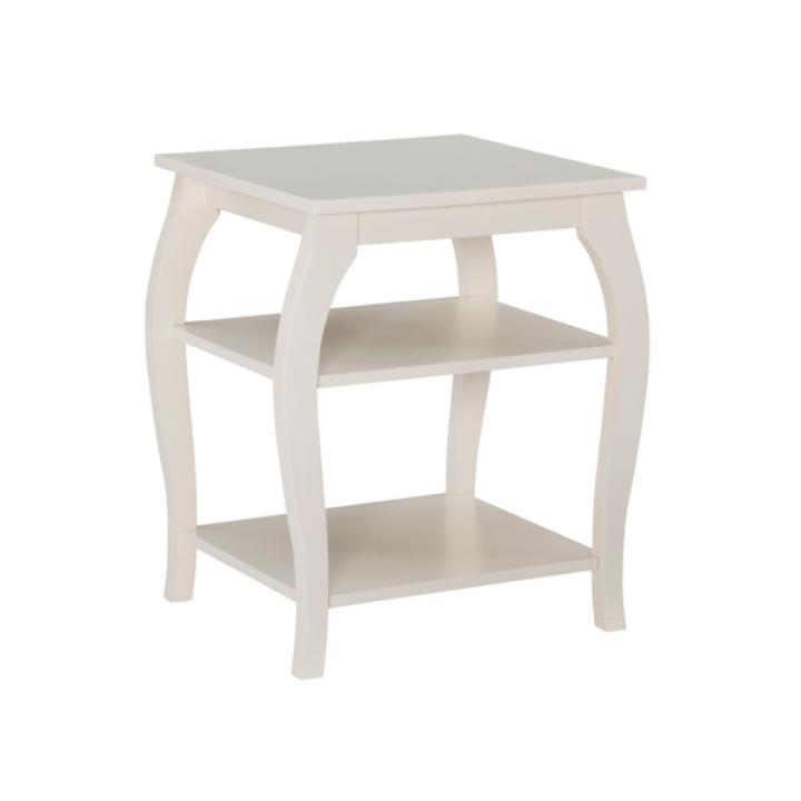 White Prismatic Wood Accent Table