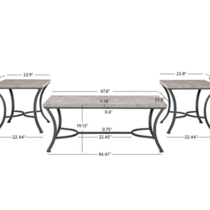 Faux Concrete 3-pc. Coffee & Side Table Set