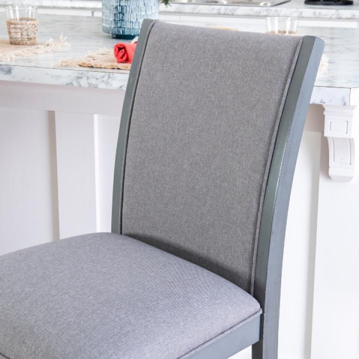 Gray Wood Upholstered Counter Stools, Set of 2