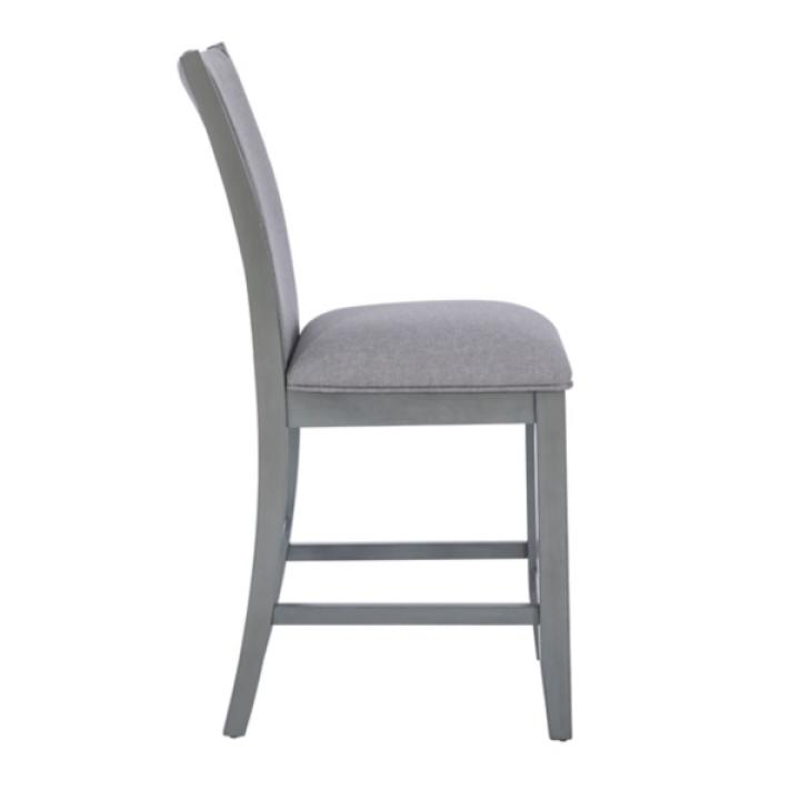 Gray Wood Upholstered Counter Stools, Set of 2