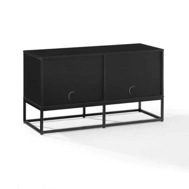 Black Metal Record Storage Media Console