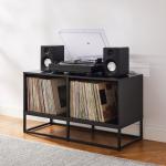 Black Metal Record Storage Media Console