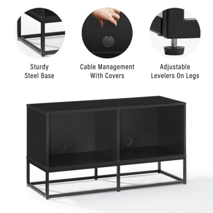 Black Metal Record Storage Media Console