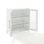 White & Gold Glass Door Storage Cabinet