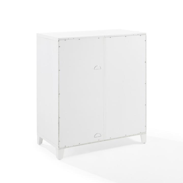 White & Gold Glass Door Storage Cabinet