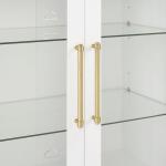 White & Gold Glass Door Storage Cabinet