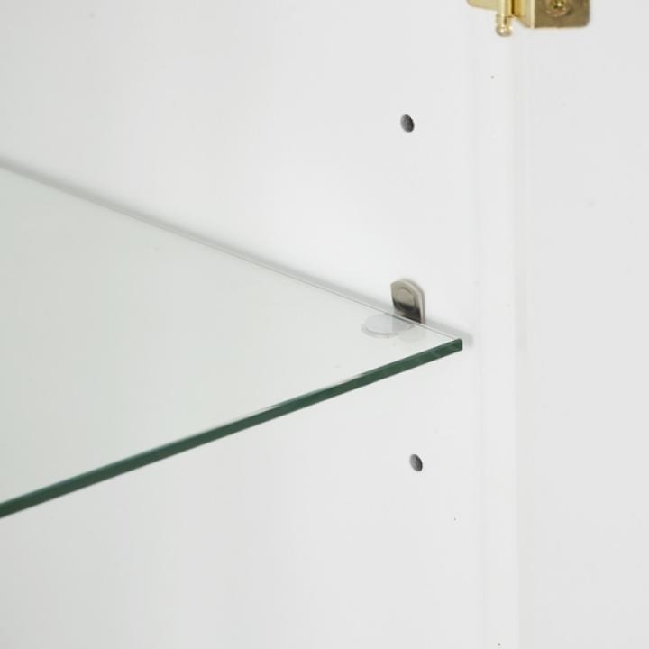 White & Gold Glass Door Storage Cabinet