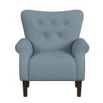 Blue Button-Tufted Rolled Arm Accent Chair