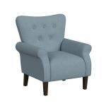 Blue Button-Tufted Rolled Arm Accent Chair