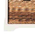 Cream Bench with Woven Storage Baskets