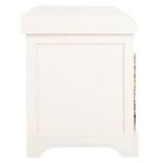 Cream Bench with Woven Storage Baskets