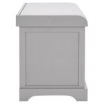 Gray Bench with Woven Storage Baskets